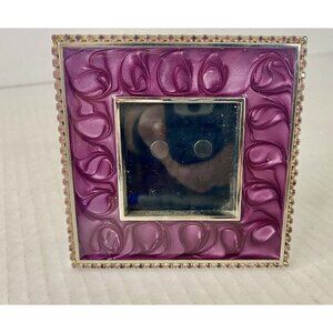 Purple Enamel Guilloche Stand Up‎ Frame Fits 2”x2” Photos